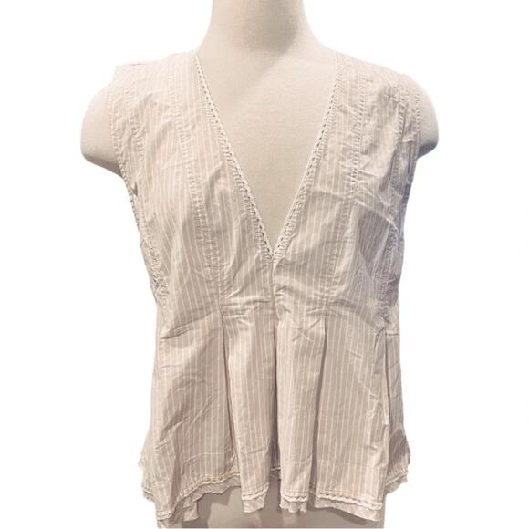 Free People good feels sleeveless peplum striped top size L NWT - Picture 2 of 11